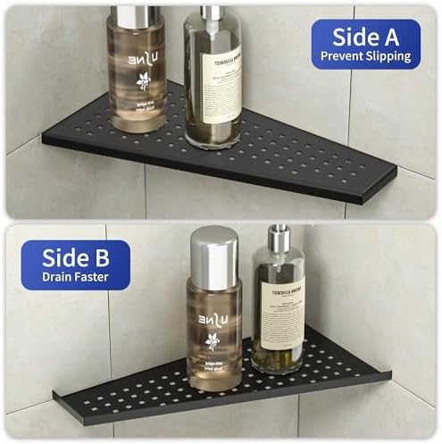 Corner Shower Shelf 2PCS Trapezoid Design 304 Stainless Steel No Drilling Needed Black