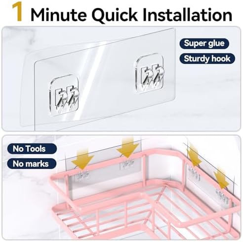 YASONIC Corner Shower Caddy Organizer 3-Pack Pink