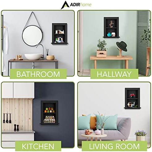 AdirHome Recessed Wall Mount Storage Cabinet Black