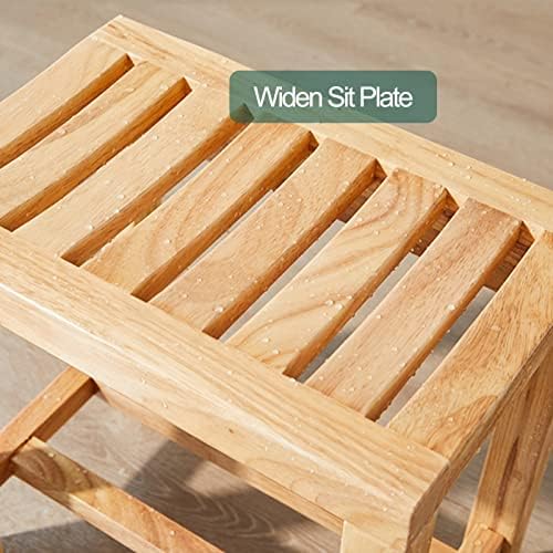 Wooden Spa Bench with Storage Shelf for Bath and Shower Use