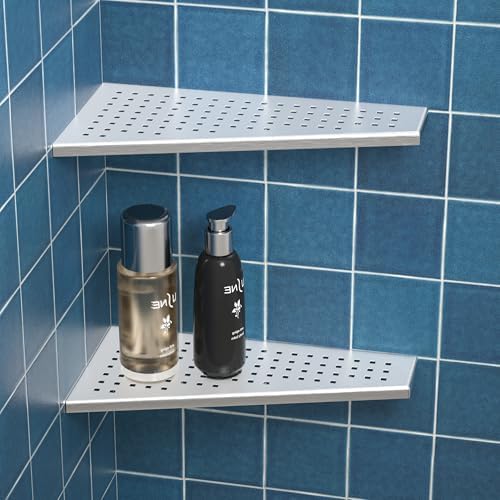 Corner Shower Shelf 2PCS Trapezoid Shaped 304 Stainless Steel No Drilling Needed