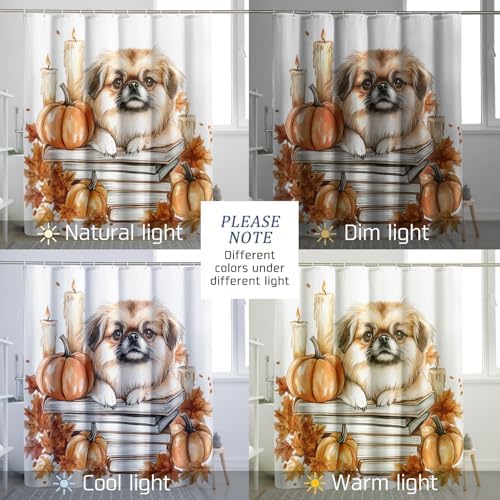 DESIHOM Fall Pekingese Dog Shower Curtain Set 72 Inch