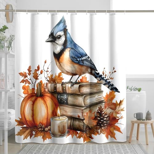 DESIHOM Fall Blue Jay Bird Shower Curtain Set 78 Inch
