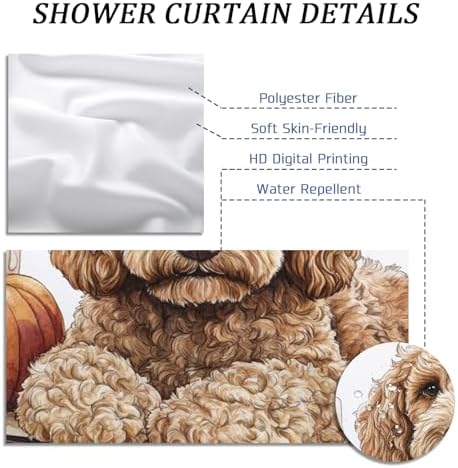 DESIHOM Fall Golden Doodle Shower Curtain Set 62 Inch