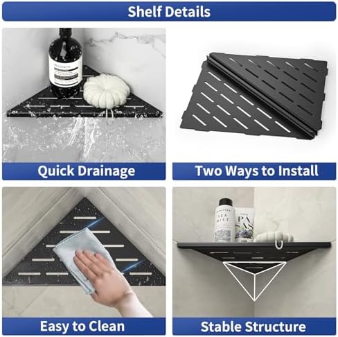 Corner Shower Shelf Matte Black 304 Stainless Steel 2 Pack