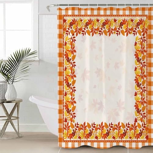 Thanksgiving Leaves 4 Piece Shower Curtain Set with Rugs