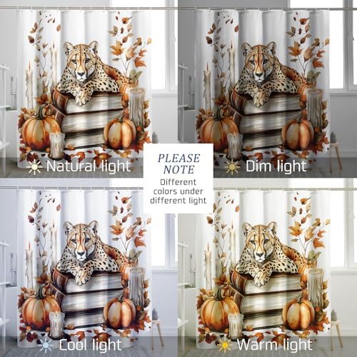 DESIHOM Fall Leopards Pumpkins Shower Curtain Set 78 Inch