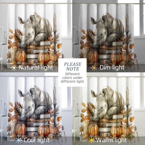 DESIHOM Fall Rhinos Pumpkins Shower Curtain Set