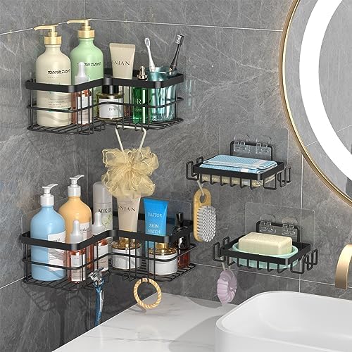 Yazoni Corner Shower Caddy 4-Pack Adhesive Shelves