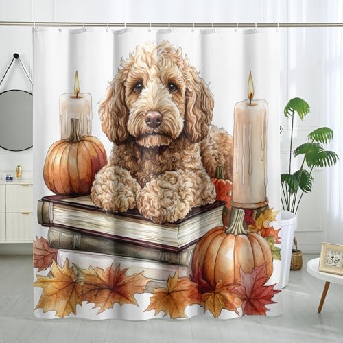 DESIHOM Fall Golden Doodle Shower Curtain Set 62 Inch