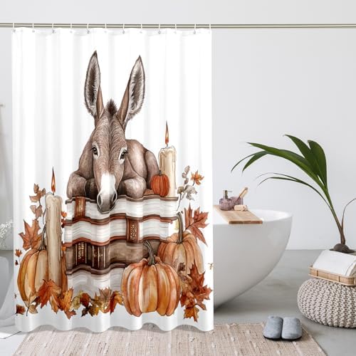 DESIHOM Fall Donkey Shower Curtain Set 62 Inch
