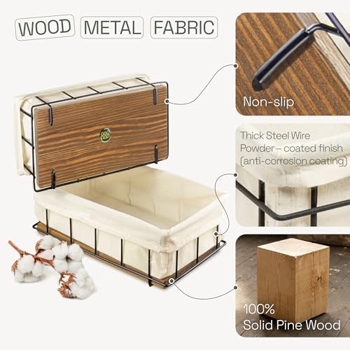 BAOBAB WORKSHOP Set of 2 Wooden Bathroom Baskets Organizer Storage
