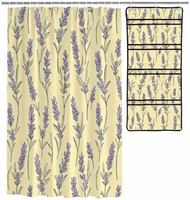 ZFUNCING Floral Shower Curtain Set with Organizer and Hooks