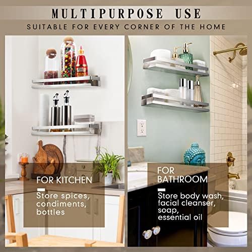 Lallisa 2 Piece Stainless Steel Floating Shelf for Bathroom Kitchen and Living Room