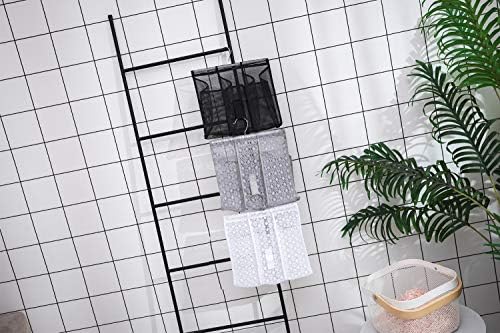 ALYER Black Hanging Mesh Shower Caddy with Hooks