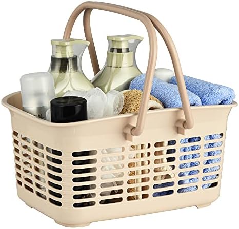 Alink Plastic Shower Caddy Basket with Handle Khaki