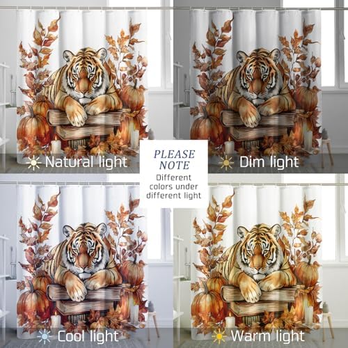 DESIHOM Fall Tigers Pumpkins Shower Curtain Set 78 Inch
