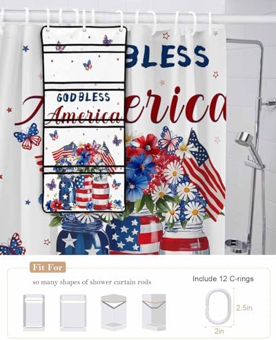 ZFUNCING Watercolor Flower Flag Shower Curtain Set