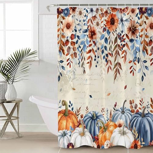 Siimuatlton Thanksgiving Pumpkins Shower Curtain Set 4 Pcs
