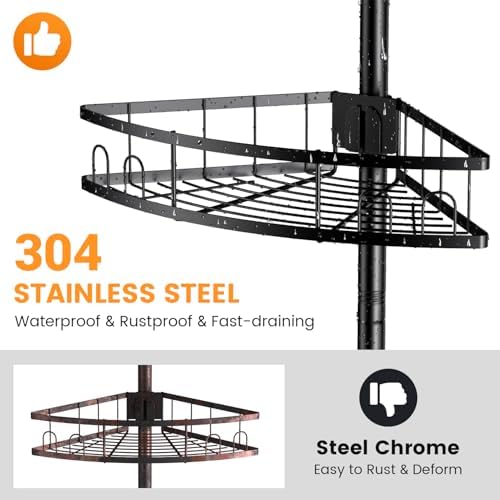 Foukus Tension Pole Shower Caddy Corner 4Tier Organizer