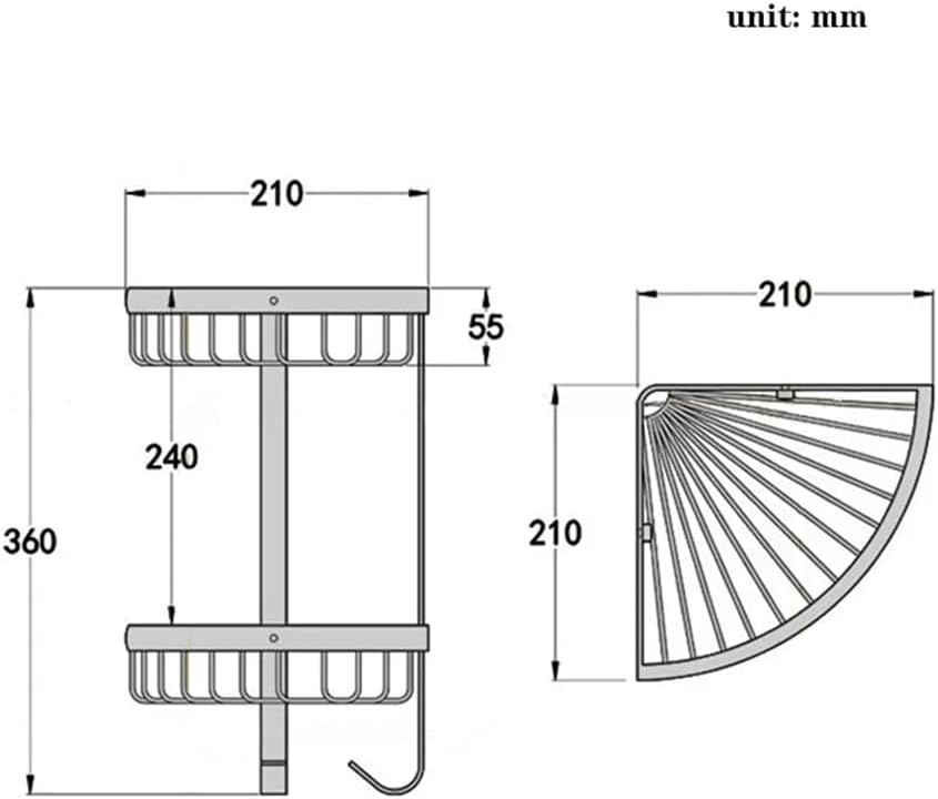 2 Tier Corner Shower Caddy with 2 Hooks and Hooks Copper Wall Mounted Organizer