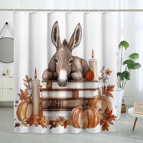 DESIHOM Fall Donkey Shower Curtain Set 62 Inch