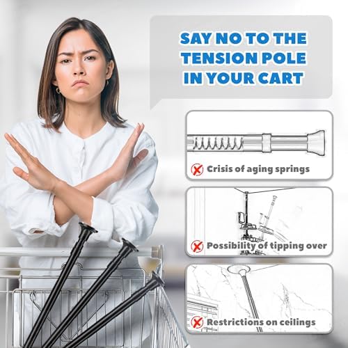 UNEEDE 60in Corner Shower Caddy Pole with 4 Adjustable Tiers