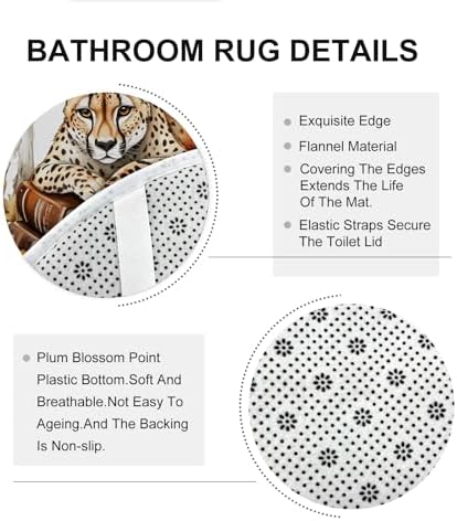 DESIHOM 4PCS Fall Leopards Shower Curtain Set with Hooks and Bath Mat