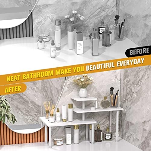 JayRex 3 Tier Bamboo Bathroom Organizer Shelf White