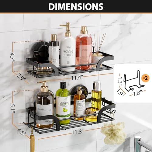 LEVERLOC 2 Pack Shower Caddy Suction Cup Organizer