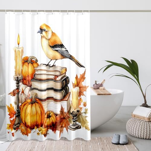 DESIHOM Fall Goldfinch Bird Shower Curtain Set - 72 Inch