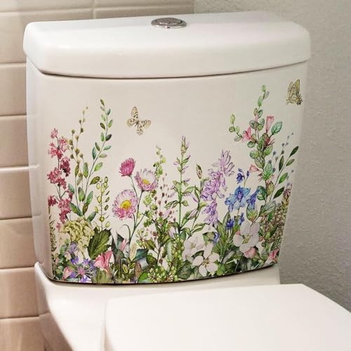 Vibrant Green Leaf Floral Toilet Lid Decals