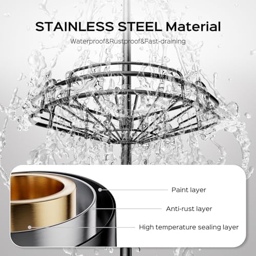 HAMITOR 4-Tier Shower Caddy Tension Pole - Rustproof Black Bathroom Shelf Organizer