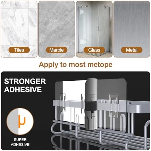 2025 New Adhesive Shower Caddy 2 Pack Grey