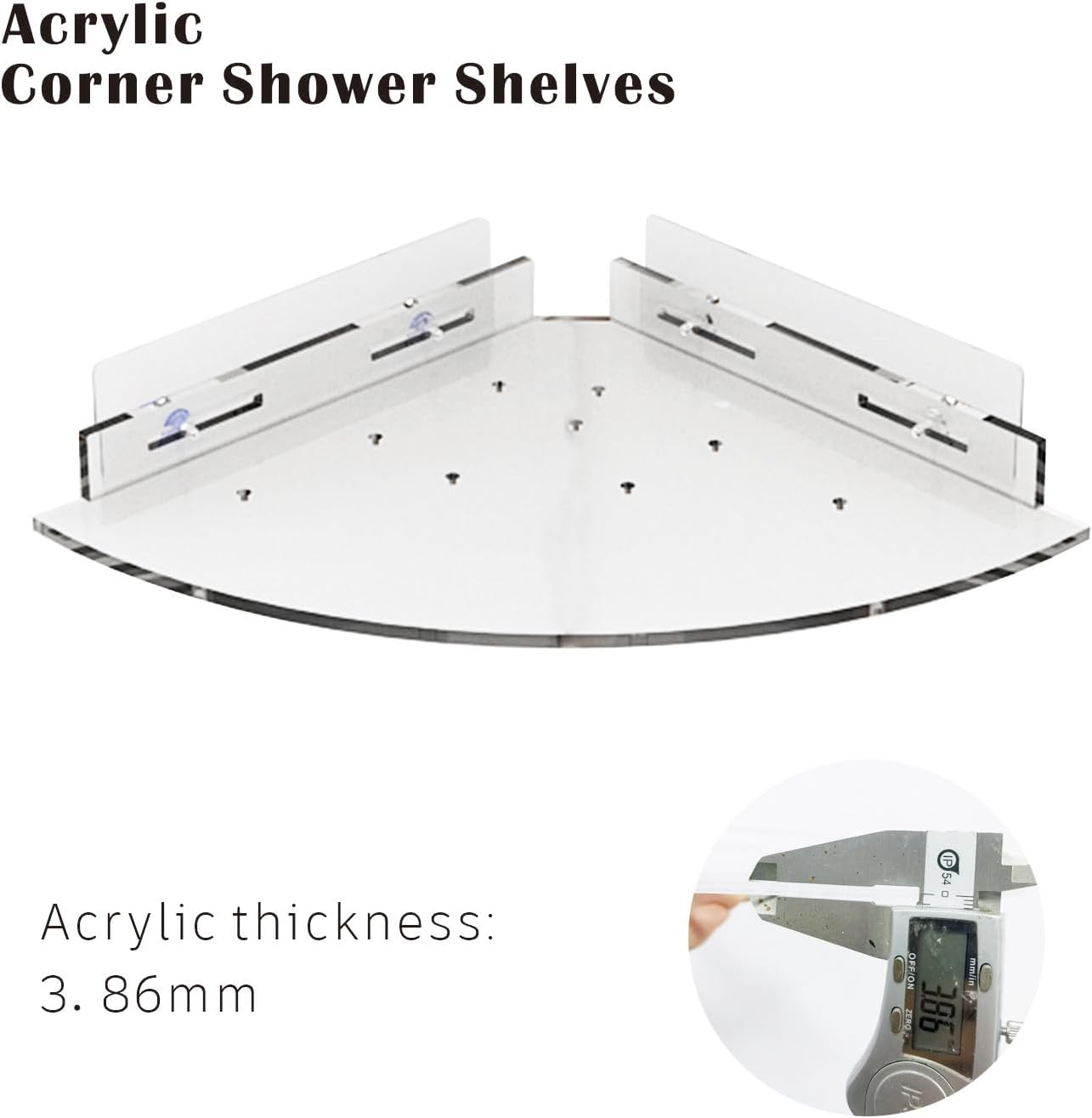 Acrylic Corner Shower Caddy Shelf 2 Pack - Space Saving Wall Mounted Organizer