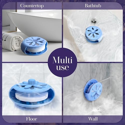 Sharlovly Shower Steamer Tray Blue - Upgrade Shower Steamer Holder with Big Suction Cup