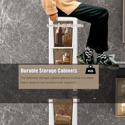 Ruiyijiou 75 Bathroom Storage Corner Shelf with Wheels