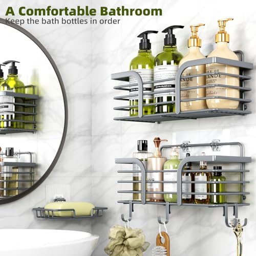 Yougai 3 Pack Dark Grey Shower Caddy Organizer