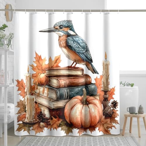 DESIHOM Fall Kingfishers Bird Shower Curtain Set 72 Inch