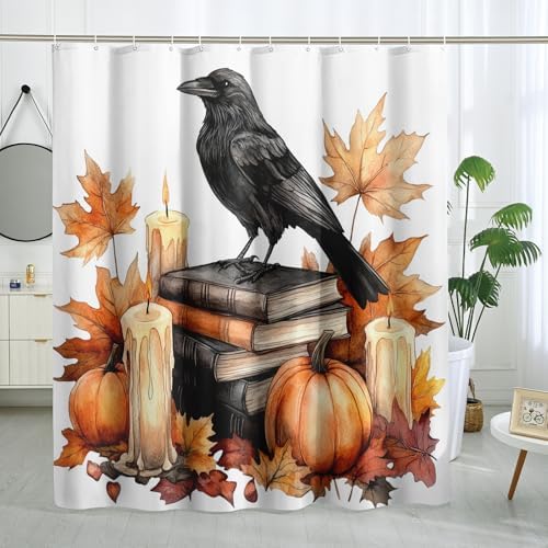 DESIHOM Fall Crow Ravens Bird Shower Curtain Set 72 Inch