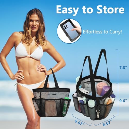 Mesh Shower Caddy with 8 Pockets Durable Quick-Dry Travel-Friendly