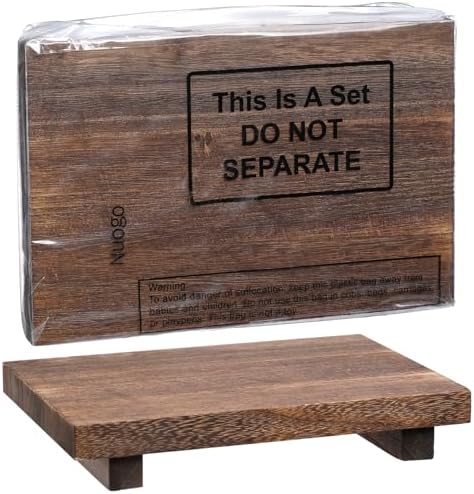 Nuogo Wood Riser Tray Soap Stand 9x6 Inch Brown