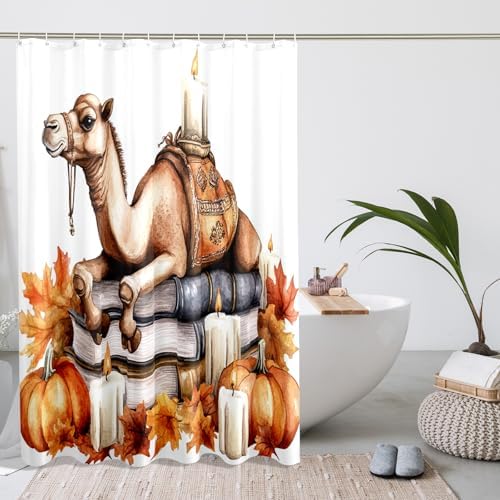 DESIHOM Fall Camels Pumpkins Shower Curtain Set