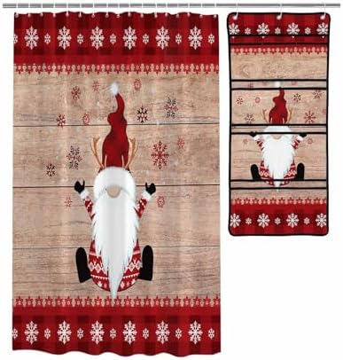 ZFUNCING Shower Curtain Set with 10 Pockets and Hooks 1