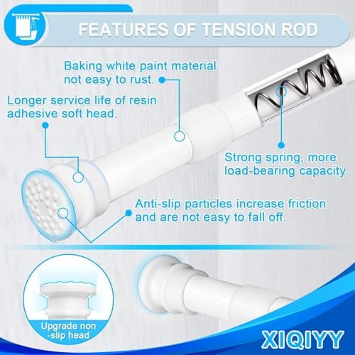 Adjustable Shower Tension Rods 16-28 Inch White