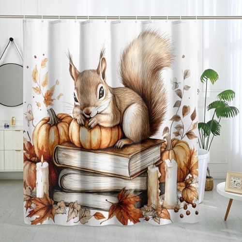 DESIHOM Fall Squirrel Shower Curtain Set 78 Inch