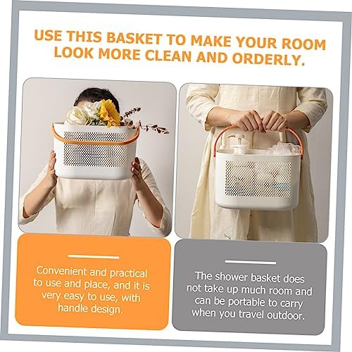 Cabilock Plastic Shower Storage Basket with Handles for Bathroom Organization
