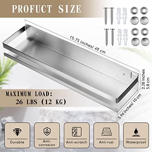 Lallisa 2 Piece Stainless Steel Floating Shelf for Bathroom Kitchen and Living Room