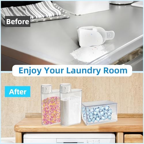 3 Pack Laundry Powder Container and Dryer Sheet Holder Organized Storage Drawer with Labels