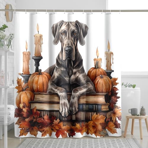 DESIHOM Fall Great Dane Shower Curtain Set